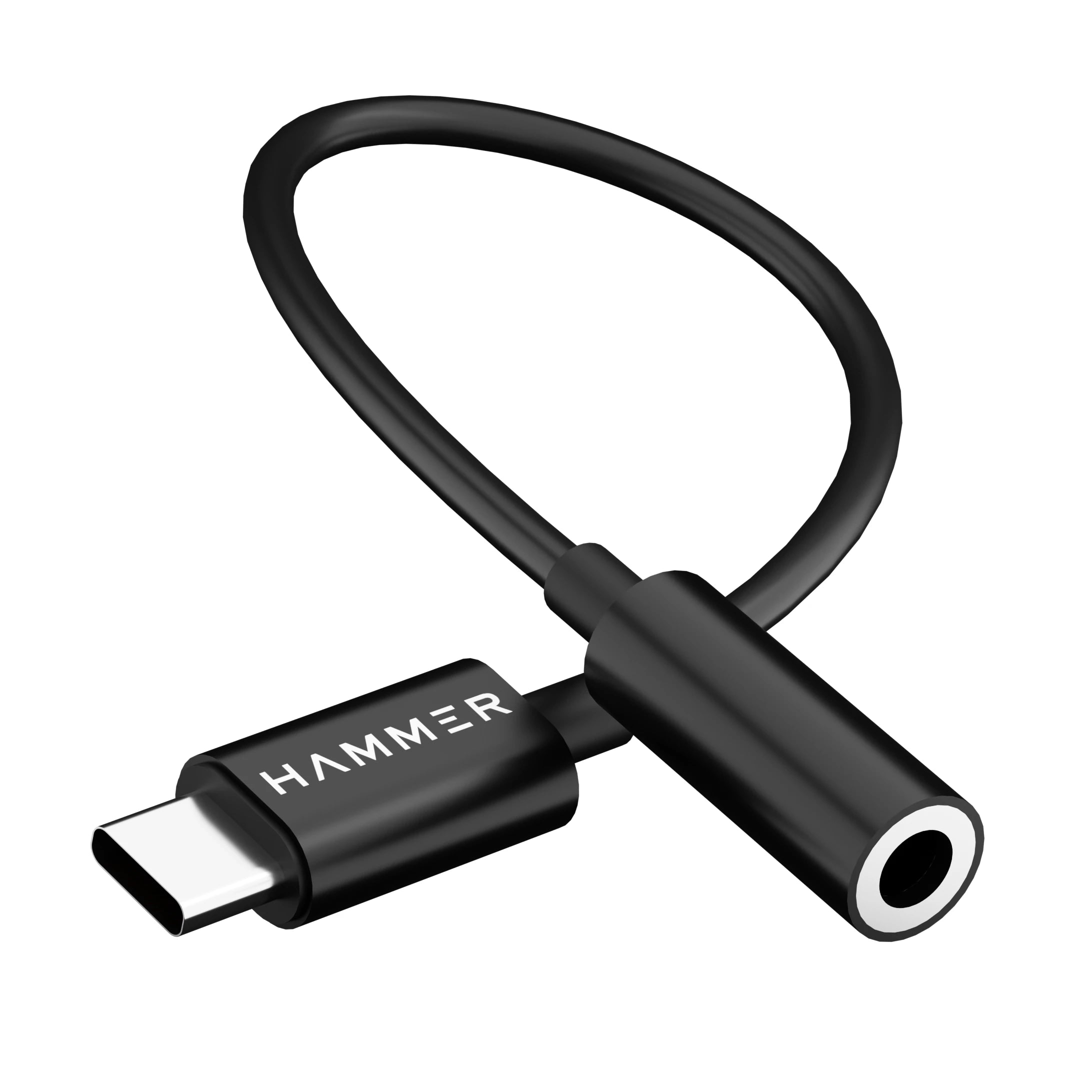 HAMMER Type-C to Audio Jack Connector Adapter with DAC Compatible  with Type C Devices (Black)
