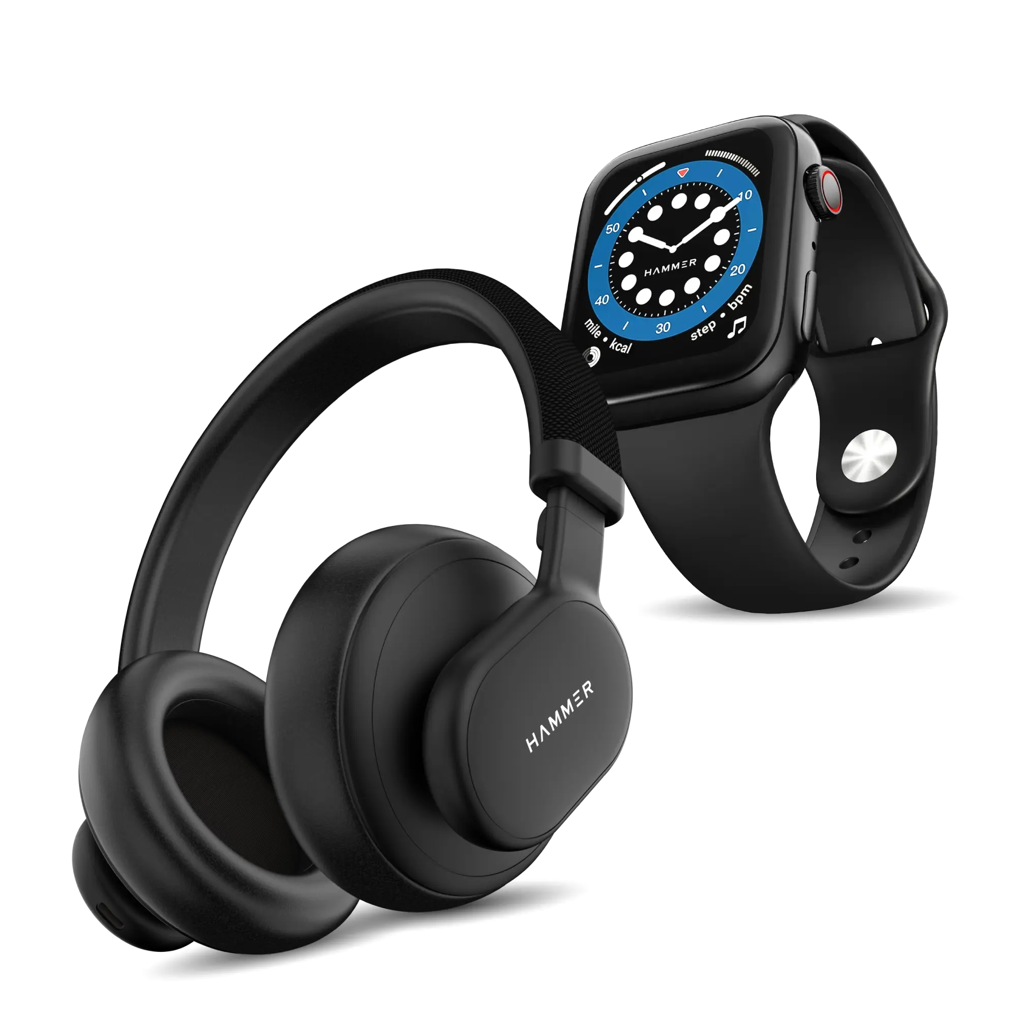 Hammer Bash Max Bluetooth Headphones Ace Smartwatch (Combo)