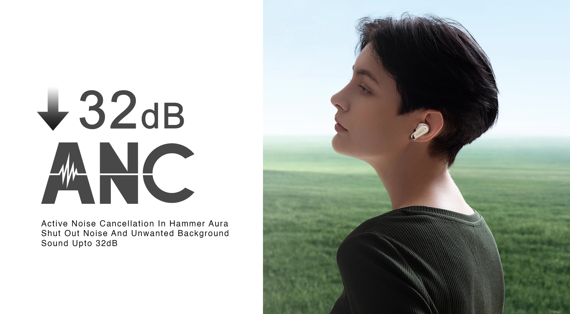Experience Hammer Aura with Active Noise Cancellation, reducing background noise up to 32dB