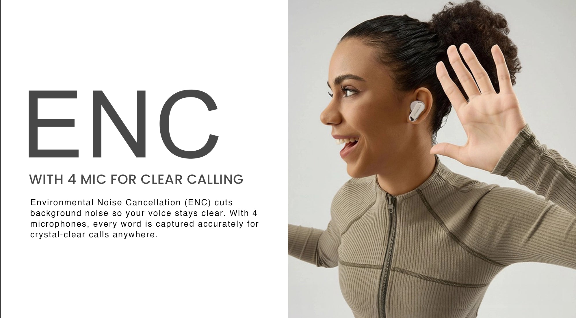 Hammer Aura earbuds with ENC and 4 microphones for crystal-clear, noise-free calling.