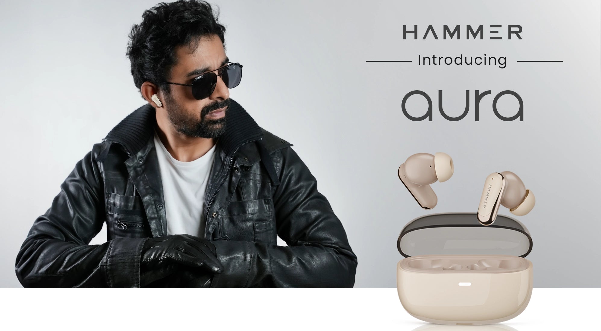 Introducing Hammer Aura earbuds – premium design with powerful sound for a stylish experience.