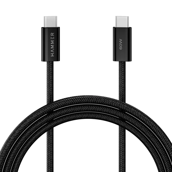 Hammer 60W Type C to C PD Fast Charging Braided 1.2 Meter Cable, Compatible with all C-Type Enabled Devices