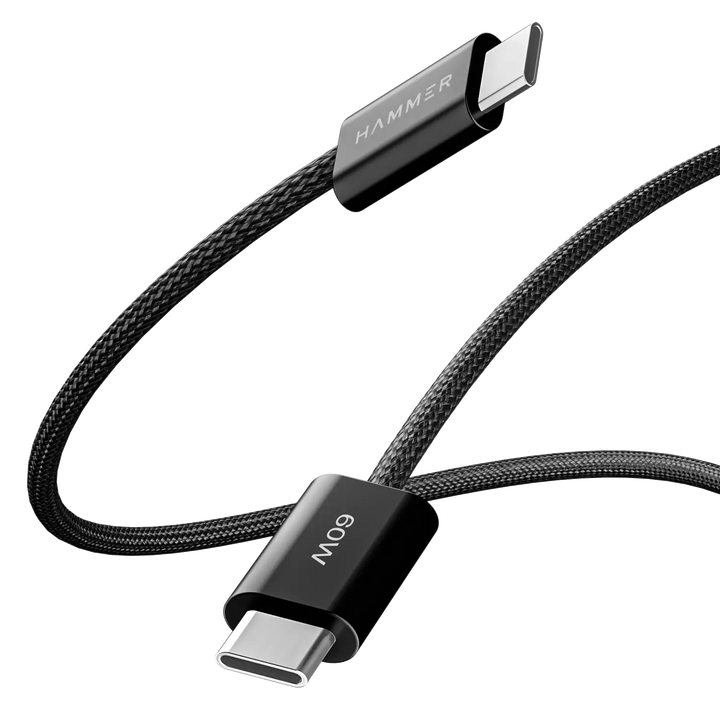 Hammer 60W Type C to C PD Fast Charging Braided 1.2 Meter Cable, Compatible with all C-Type Enabled Devices