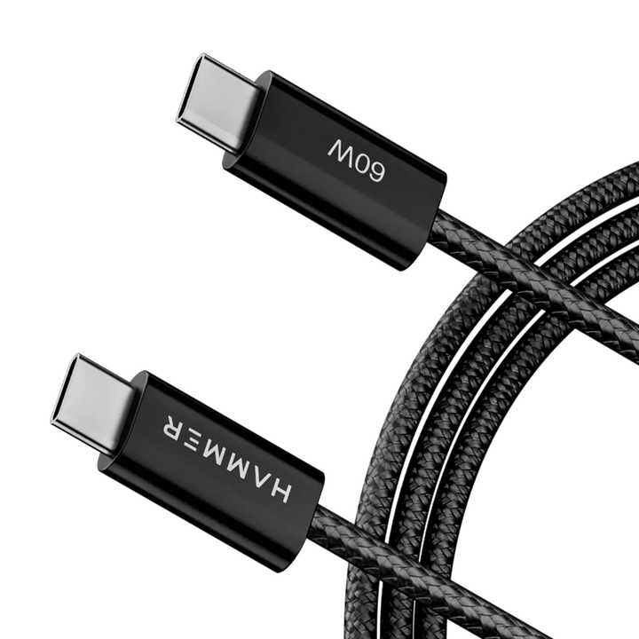 Hammer 60W Type C to C PD Fast Charging Braided 1.2 Meter Cable, Compatible with all C-Type Enabled Devices