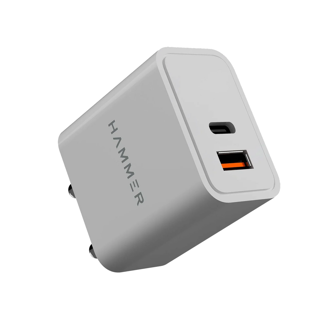 Hammer 20 watt dual port usb & type c pd fast charger adaptor