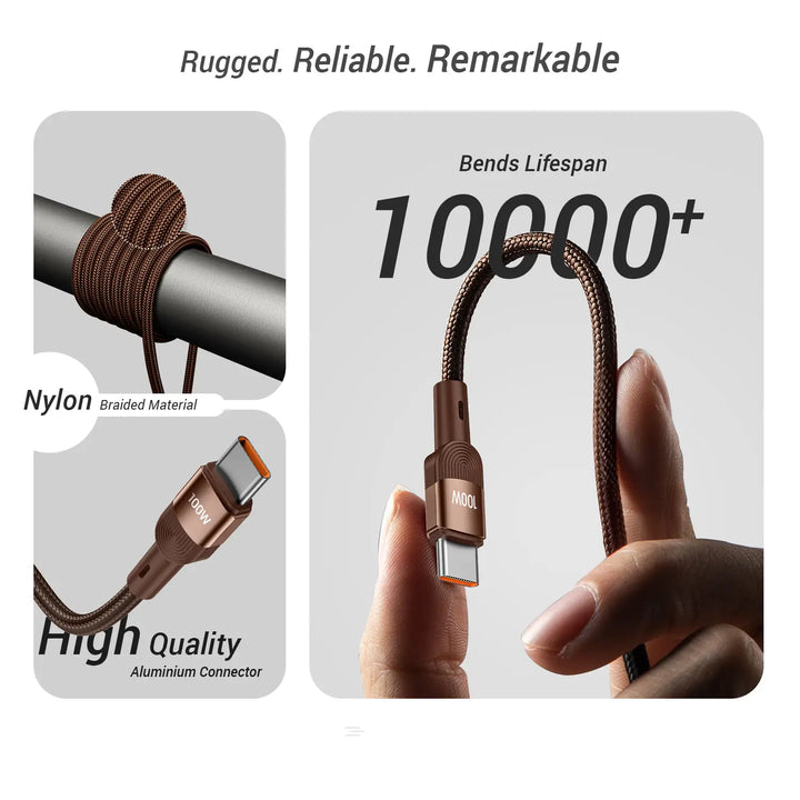 HAMMER 100W USB Type C Data Sync Fast Charging Cable for OnePlus Smartphones And Compatible With All Type C Devices