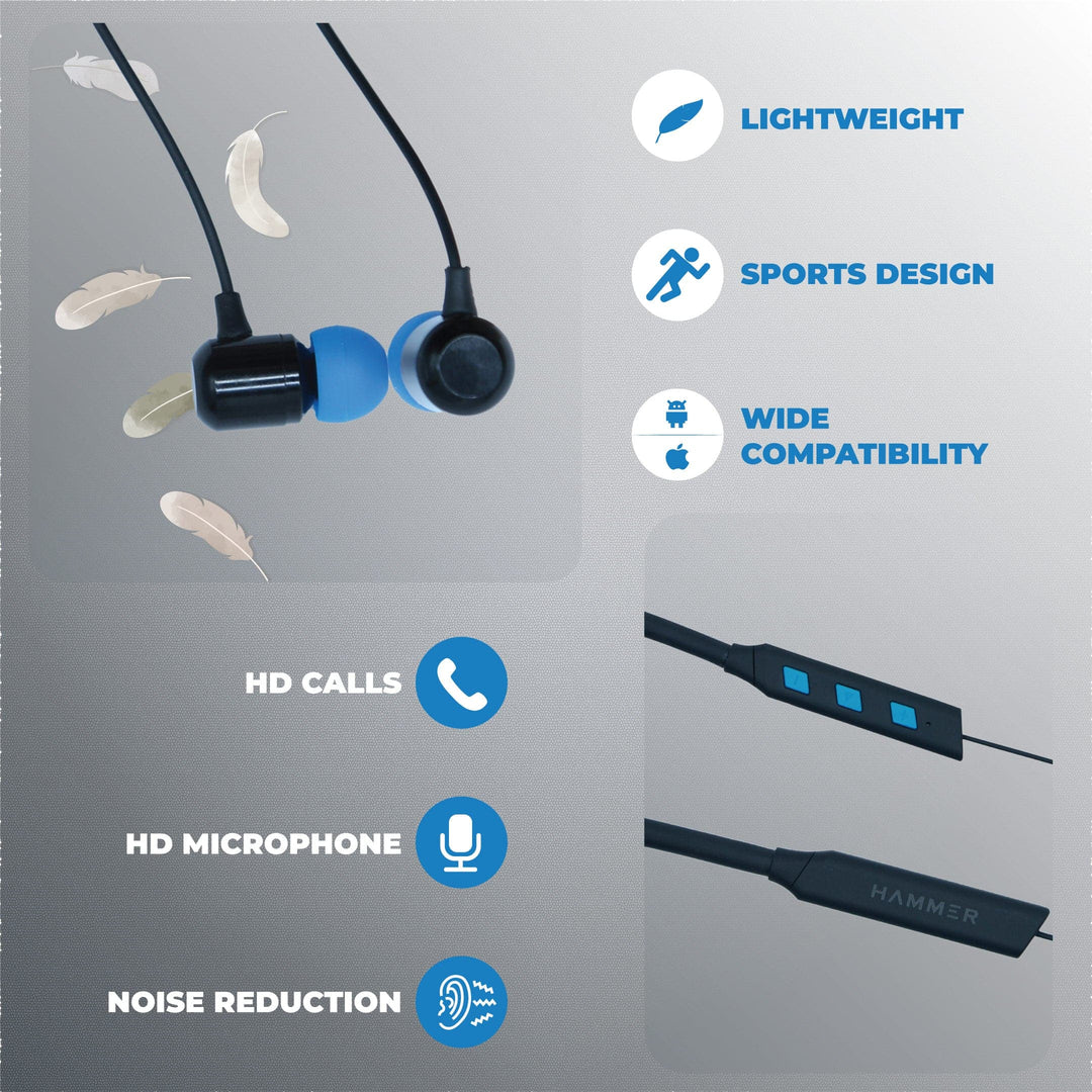 Hammer Sting Flexi Wireless Bluetooth Neckband Earphones with Mic