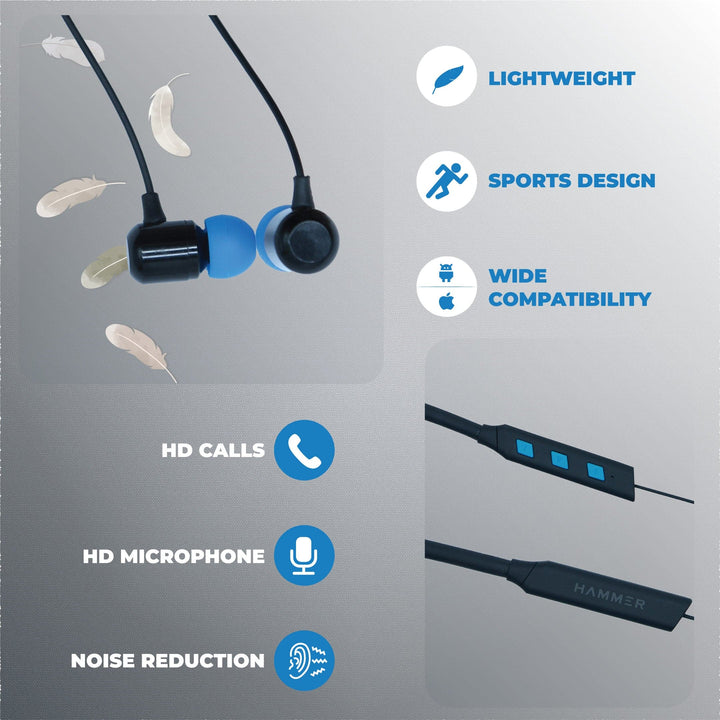 Hammer Sting Flexi Wireless Bluetooth Neckband Earphones with Mic