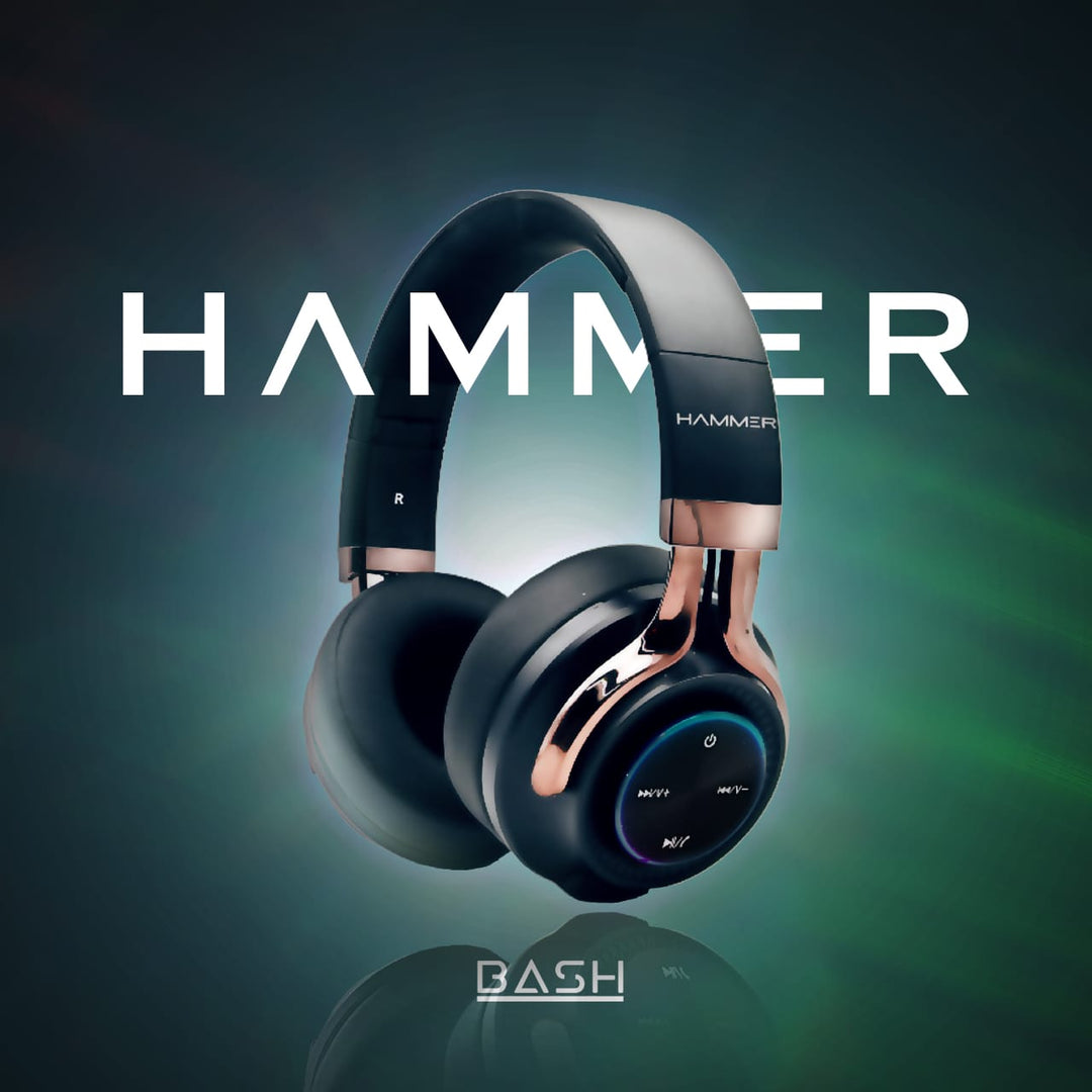 hammer bash over the ear wireless bluetooth headphones with mic