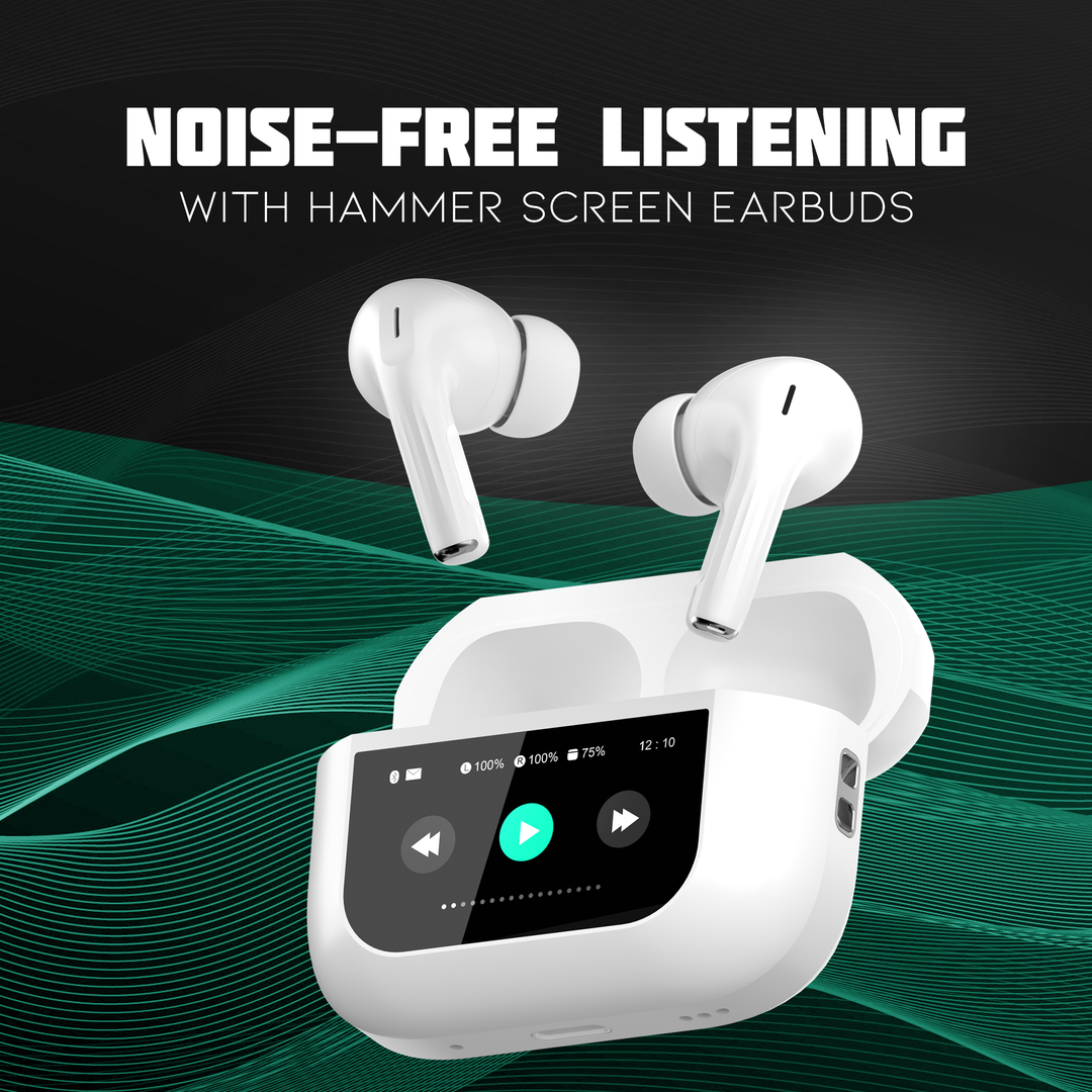 Experience Noise-Free Listening with Hammer Screen Earbuds: Advanced ANC & Smart Display