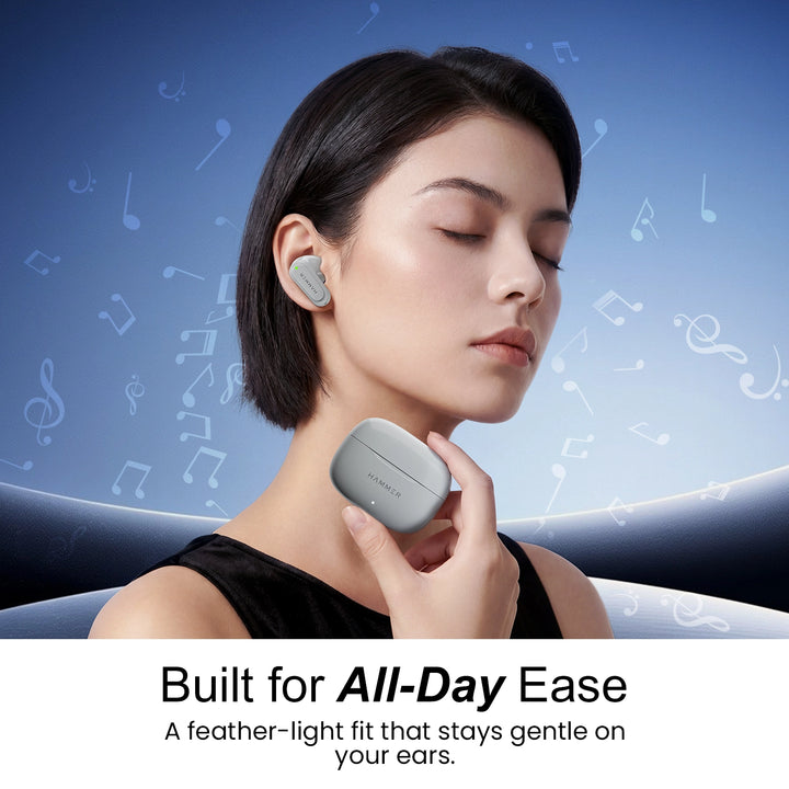 Hammer Airflow Neo TWS - 80H Playtime, 13mm Titanium Driver, ENC with 2 MEMS Mics (Grey)