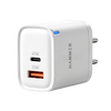Hammer 45W Dual Port Fast Charger for Samsung and iPhone with PD, PPS Technology Without Cable (White)