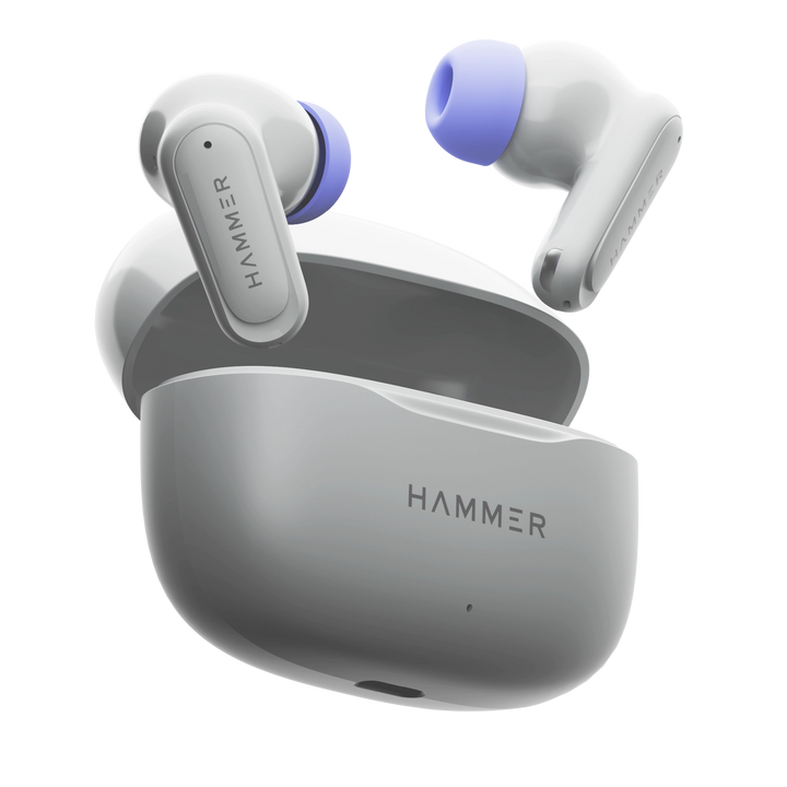 Hammer Airflow Neo TWS - 80H Playtime, 13mm Titanium Driver, ENC with 2 MEMS Mics (Grey)