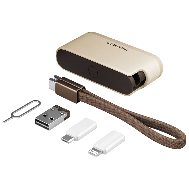 Hammer 6-in-1 Travel Kit Multi-Function Charging & Connectivity Accessory Kit with 60W Type C to C Cable (Beige)