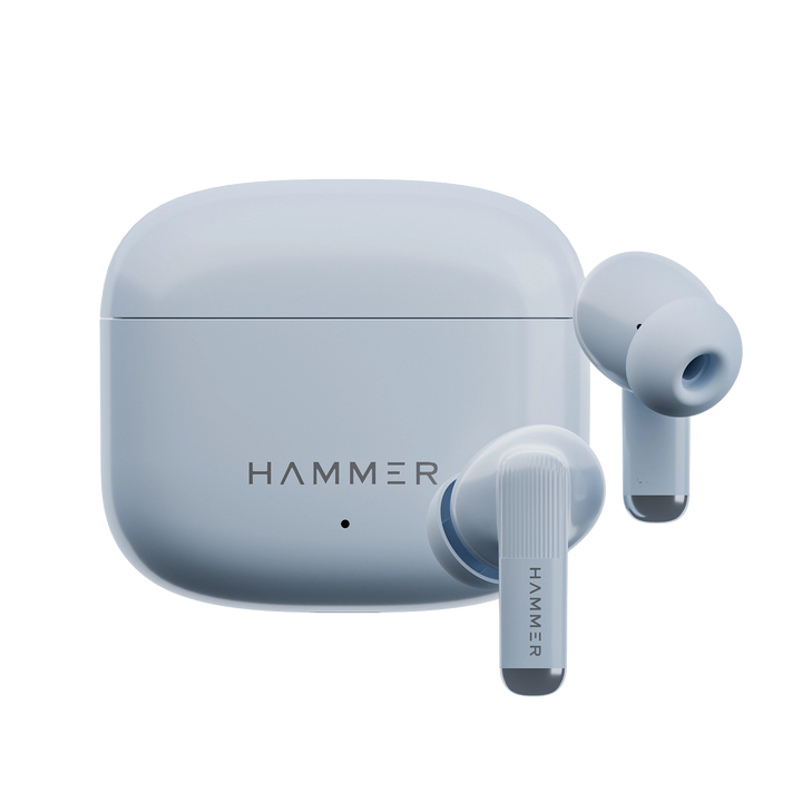 Hammer Airflow Solo Earbuds with 80H Playtime, Bluetooth v6.0, 13mm Drivers, Fast Charging (Blue)