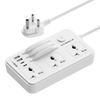 HAMMER Power Strip with 3 Universal Sockets with Child Security, 2 USB Ports and 2 Type C 20w PD, Mobile Holder, 2300W with 1.5 Meter Cable White