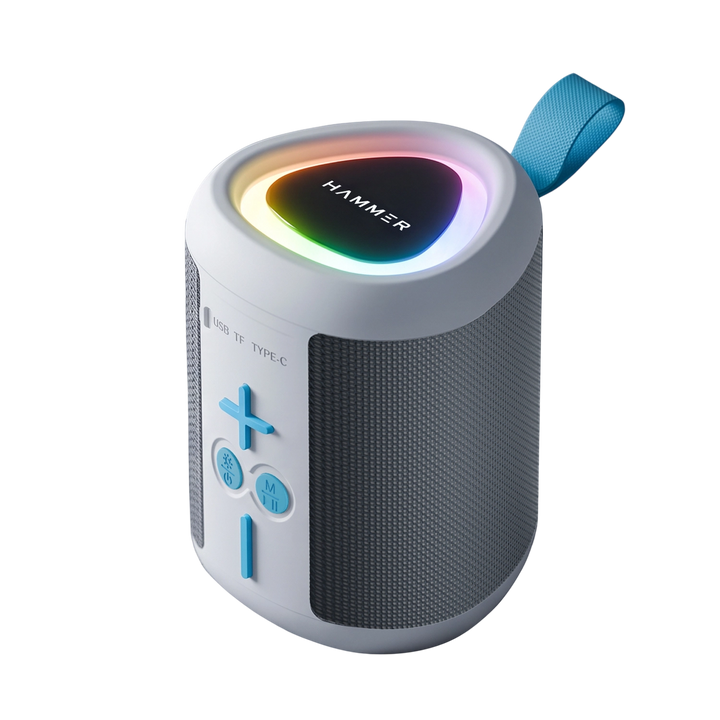HAMMER Smash 2 10W Bluetooth Speaker, USB/TF/FM, TWS Function, Multi-Color LED Modes (White)