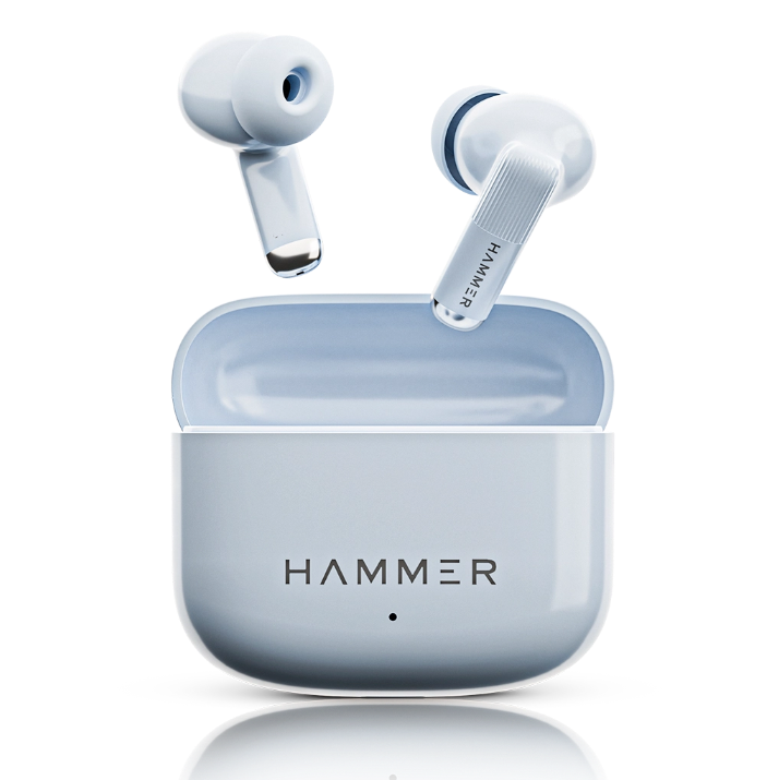 Hammer Airflow Solo Earbuds with 80H Playtime, Bluetooth v6.0, 13mm Drivers, Fast Charging (Blue)