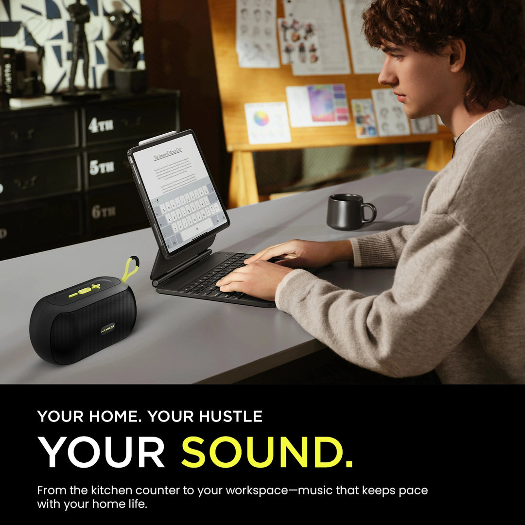Hammer Wave 10W Bluetooth Speaker Upto 8 Hours Playtime, AUX & USB Port, Type-C with Hanging Loop