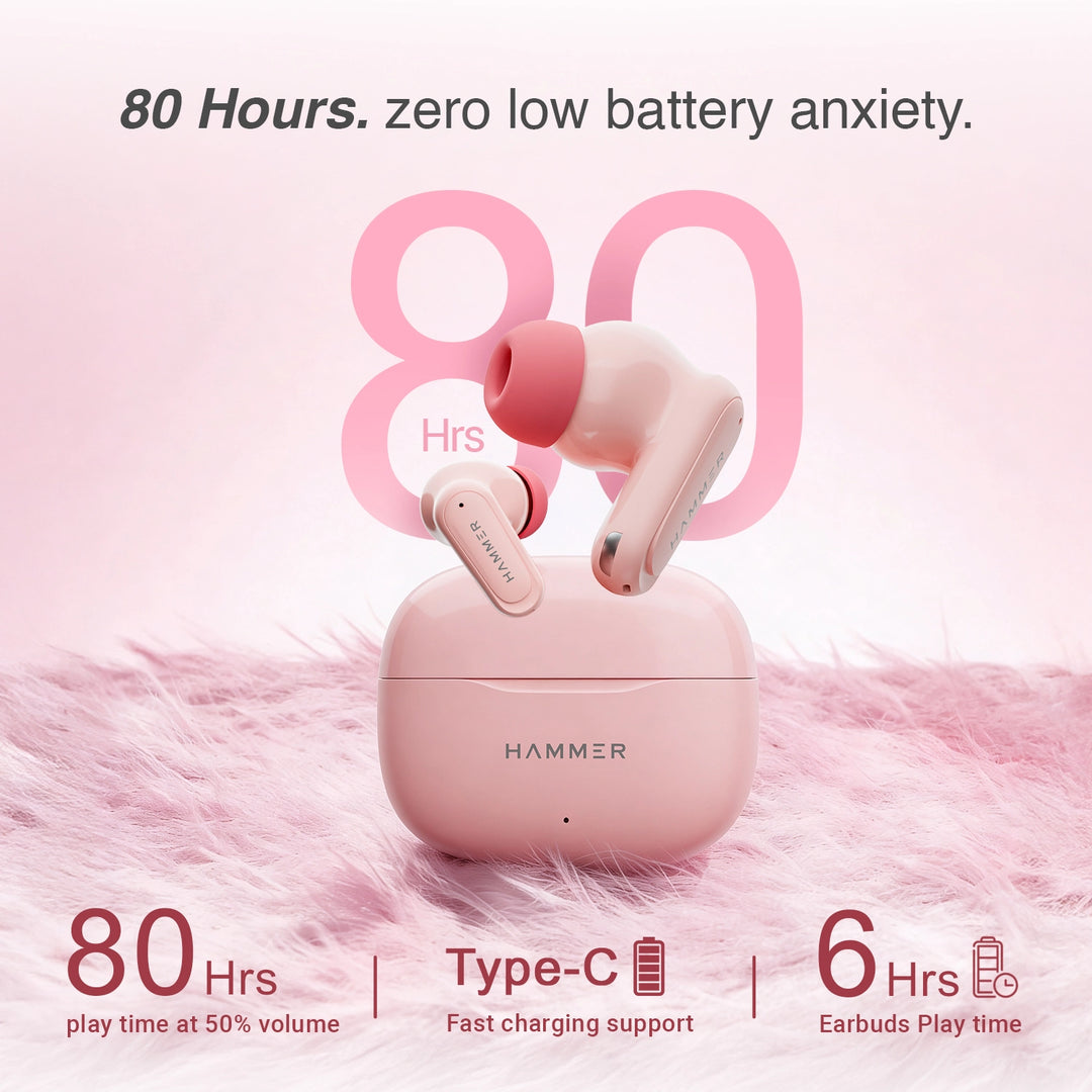 Hammer Airflow Neo TWS - 80H Playtime, 13mm Titanium Driver, ENC with 2 MEMS Mics