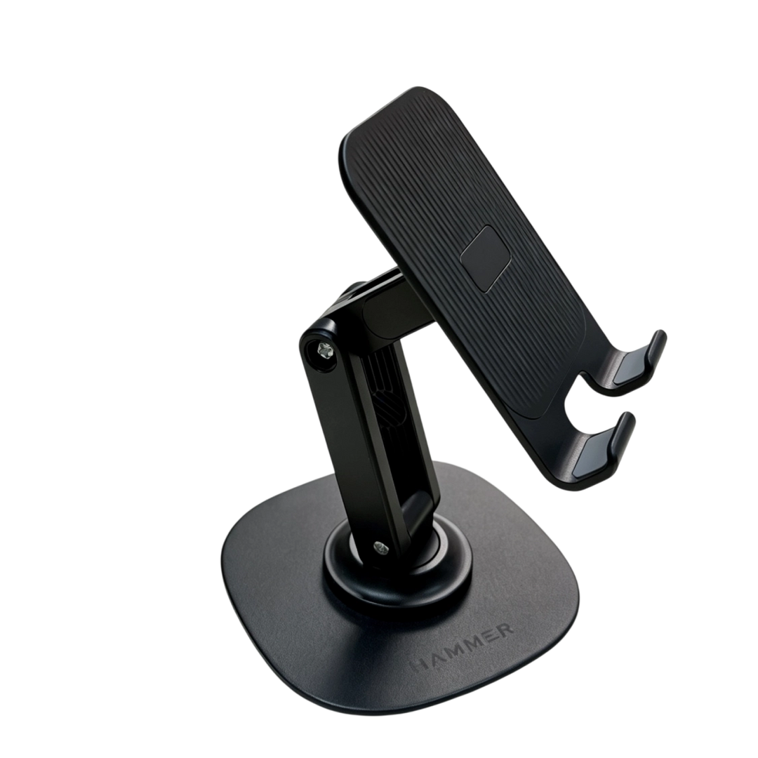 HAMMER Desk Essential MS360 360 Degree Rotatable & Foldable Mobile Phone Holder for all Smartphones - Black