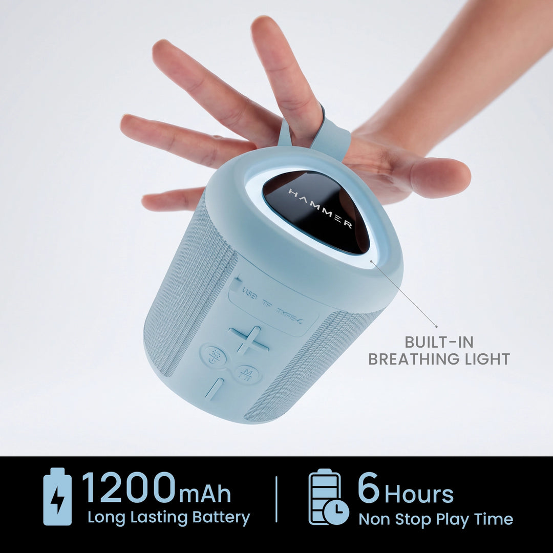 HAMMER Drop 2 8W Bluetooth Speaker, USB/TF/FM, TWS Function, Bluetooth V6.0, Type C Charging (Blue)