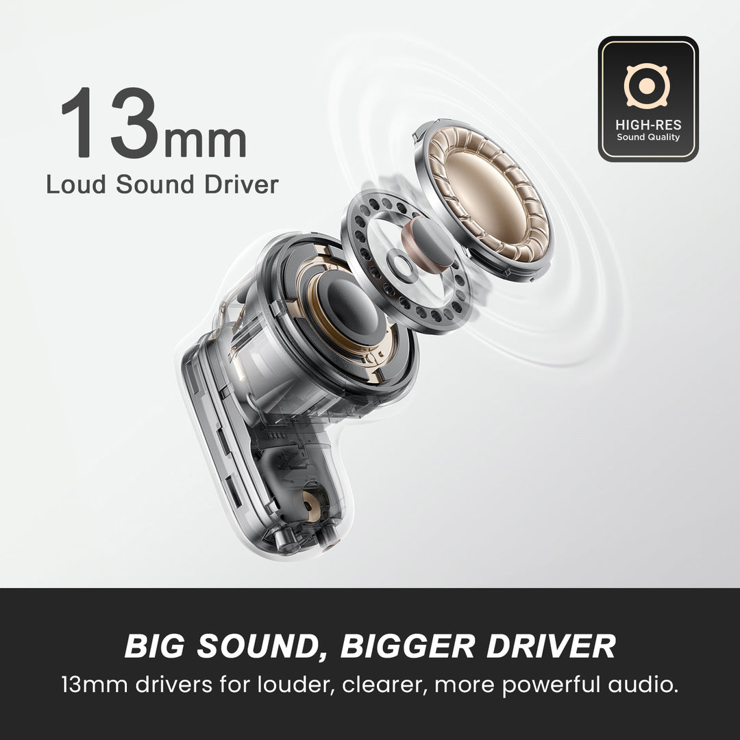 Hammer Aura Wireless Ear Buds with 32dB ANC, 4-Mic ENC,50H Playtime, Low Latency Gaming Mode, IPX4 (Beige)