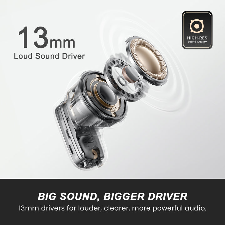 Hammer Aura Wireless Ear Buds with 32dB ANC, 4-Mic ENC,50H Playtime, Low Latency Gaming Mode, IPX4 (Beige)