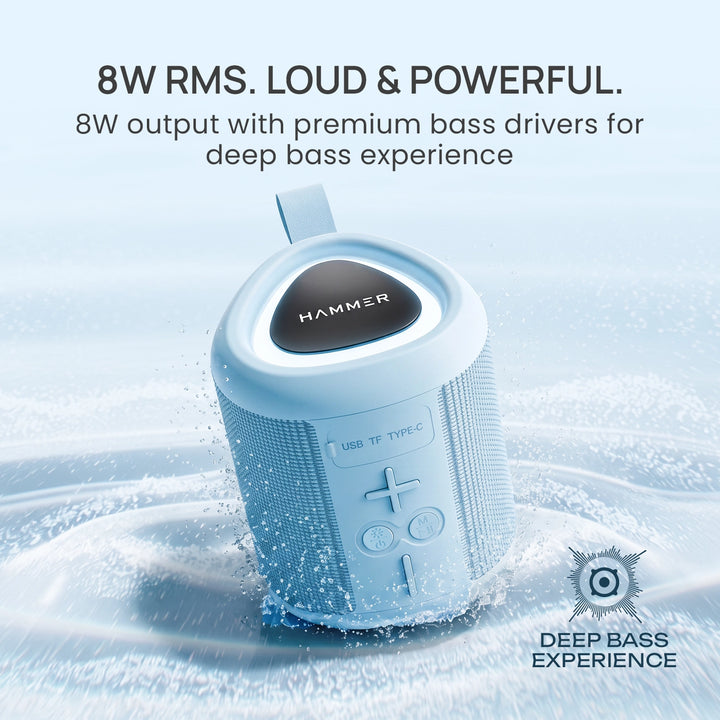 HAMMER Drop 2 8W Bluetooth Speaker, USB/TF/FM, TWS Function, Bluetooth V6.0, Type C Charging (Blue)