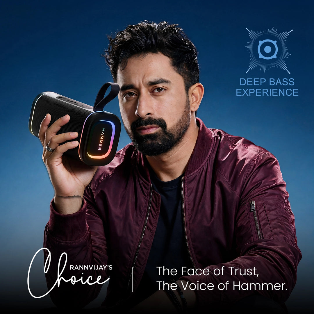 Hammer Wave 2 Bluetooth Speaker 20W RMS with Deep Bass, RGB Lights, Dual Pairing (Black)