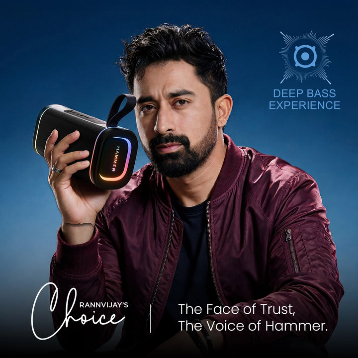 Hammer Wave 2 Bluetooth Speaker 20W RMS with Deep Bass, RGB Lights, Dual Pairing (Black)