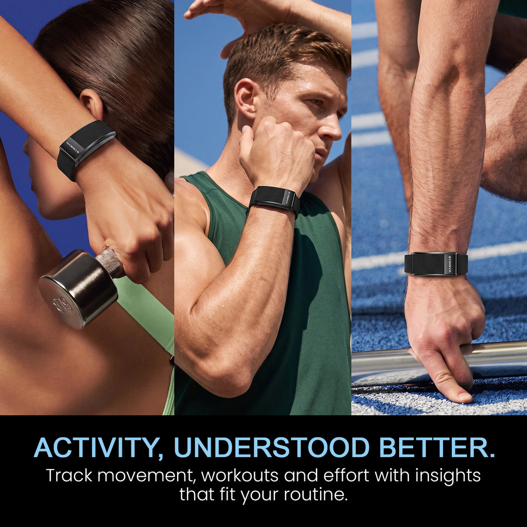 HAMMER Fit Pro 2 Screenless Fitness Band, 24/7 Activity Health Tracker, Heart Rate, Sleep Tracke, Multiple Sports Modes