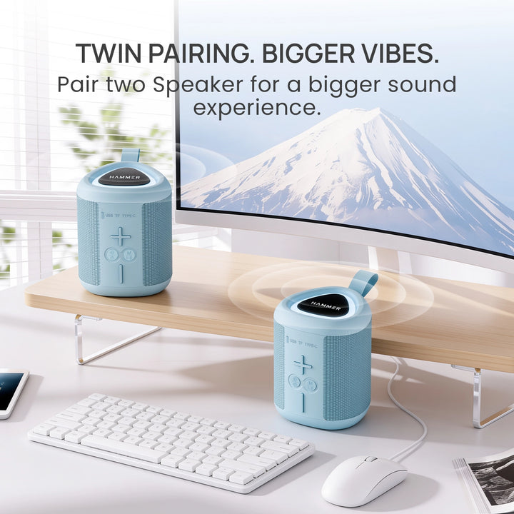 HAMMER Drop 2 8W Bluetooth Speaker, USB/TF/FM, TWS Function, Bluetooth V6.0, Type C Charging (Blue)