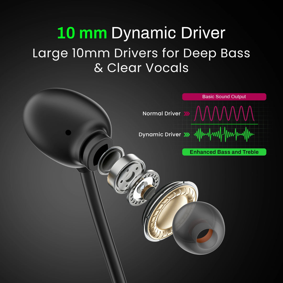 HAMMER Splendor 2 Bluetooth Neckband V6.0 & ENC with 50H Playtime (Black)