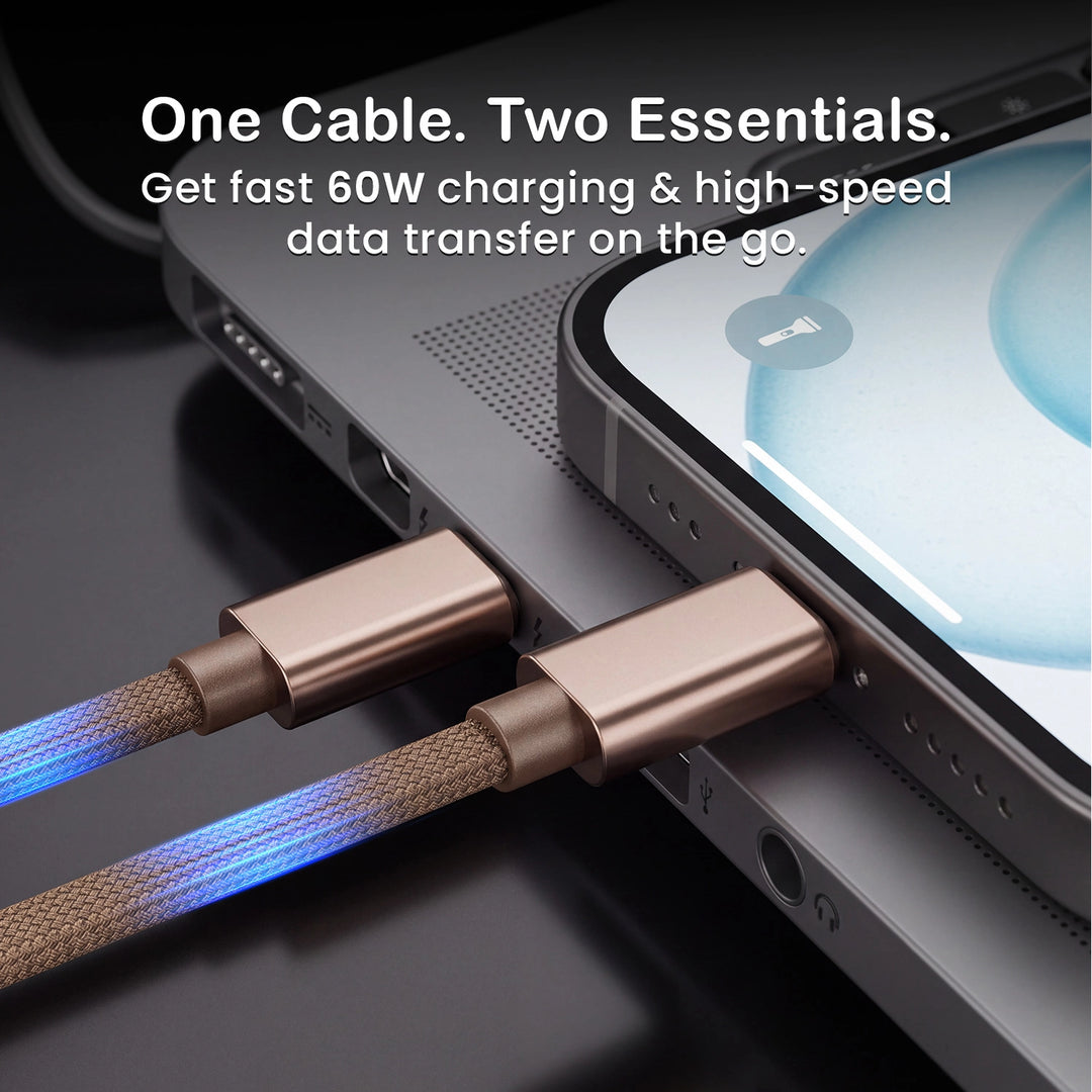 Hammer 6-in-1 Travel Kit Multi-Function Charging & Connectivity Accessory Kit with 60W Type C to C Cable (Beige)