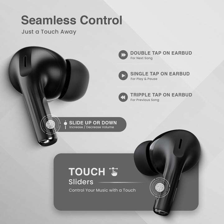 Hammer Screen TWS Bluetooth Earbuds with 32 db ANC + ENC and On Case Display