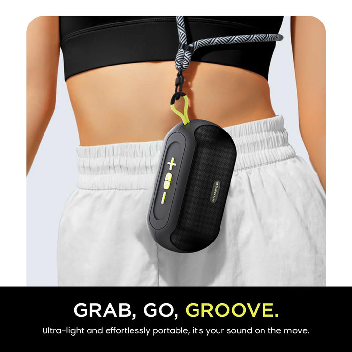 Hammer Wave 10W Bluetooth Speaker Upto 8 Hours Playtime, AUX & USB Port, Type-C with Hanging Loop