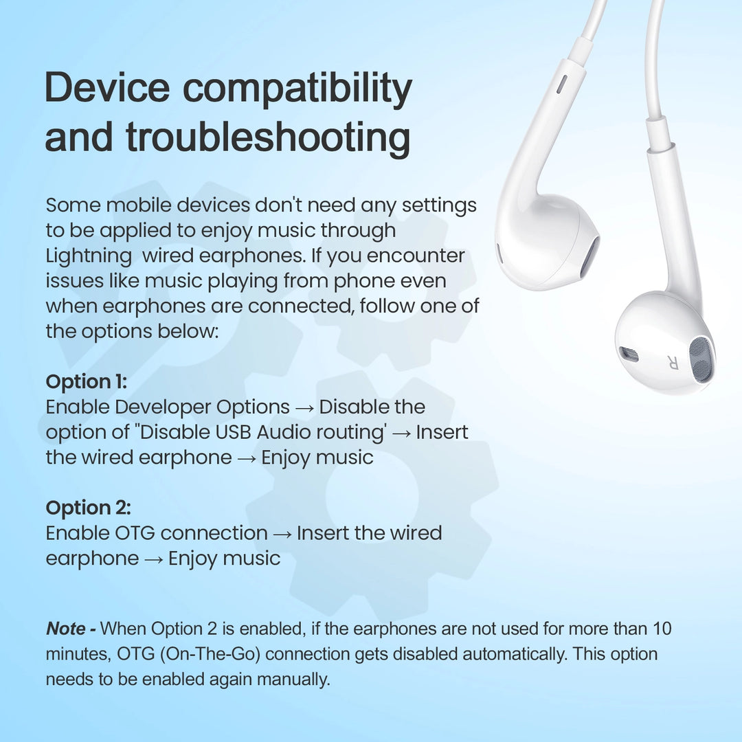 Hammer Nova 4 Lightning Earphones with Mic, Ergonomic Half In-Ear Wired Earphones for iPhones - White