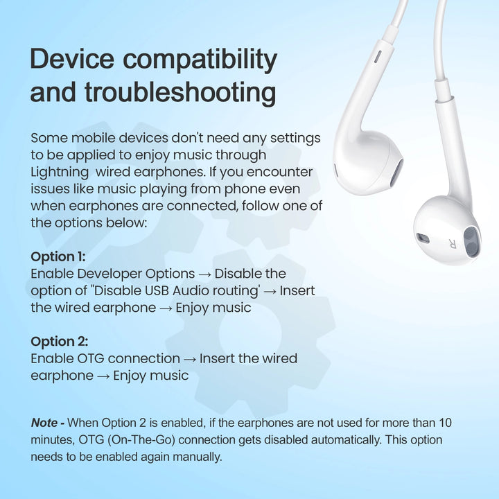 Hammer Nova 4 Lightning Earphones with Mic, Ergonomic Half In-Ear Wired Earphones for iPhones - White