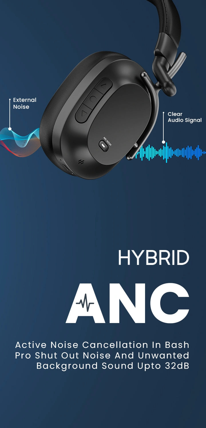 Active Noise Cancellation Bluetooth Headphones