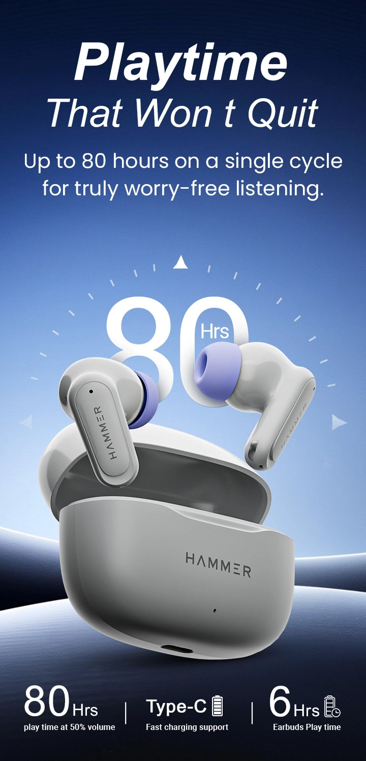 Up to 80 hours playtime delivers worry-free listening with powerful battery performance