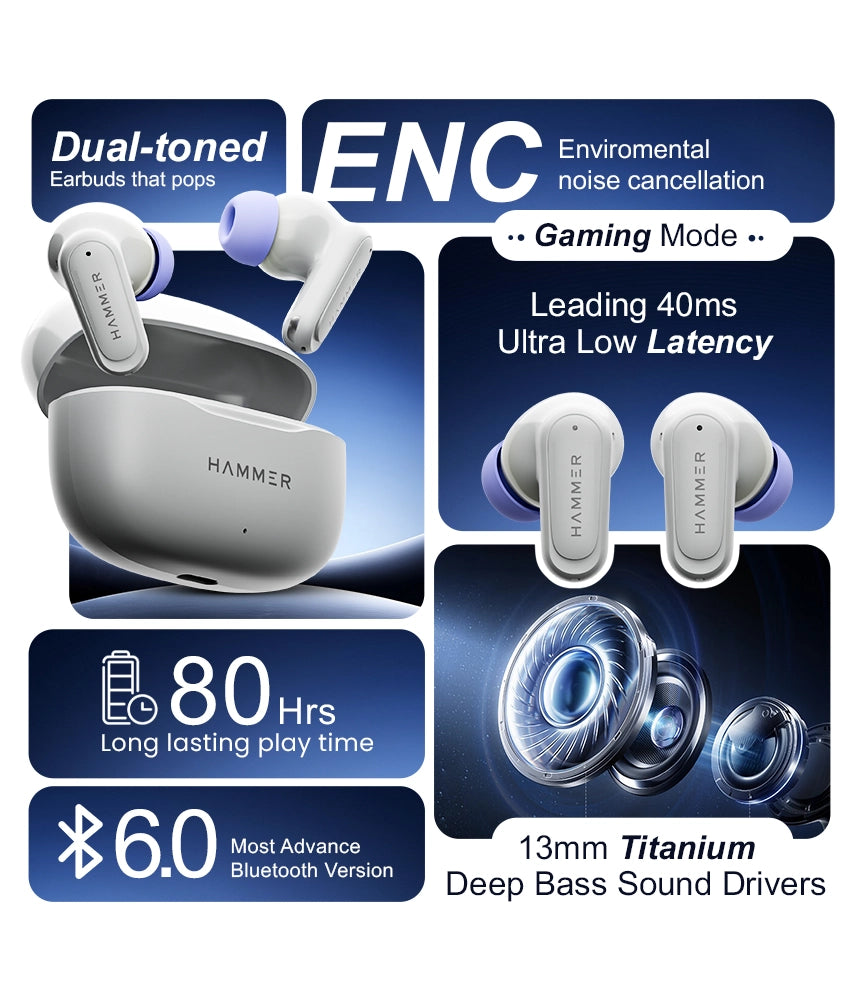 Airflow Neo provides - ENC, Gaming Mode, 80 hrs long last battery, 13 mm Driver