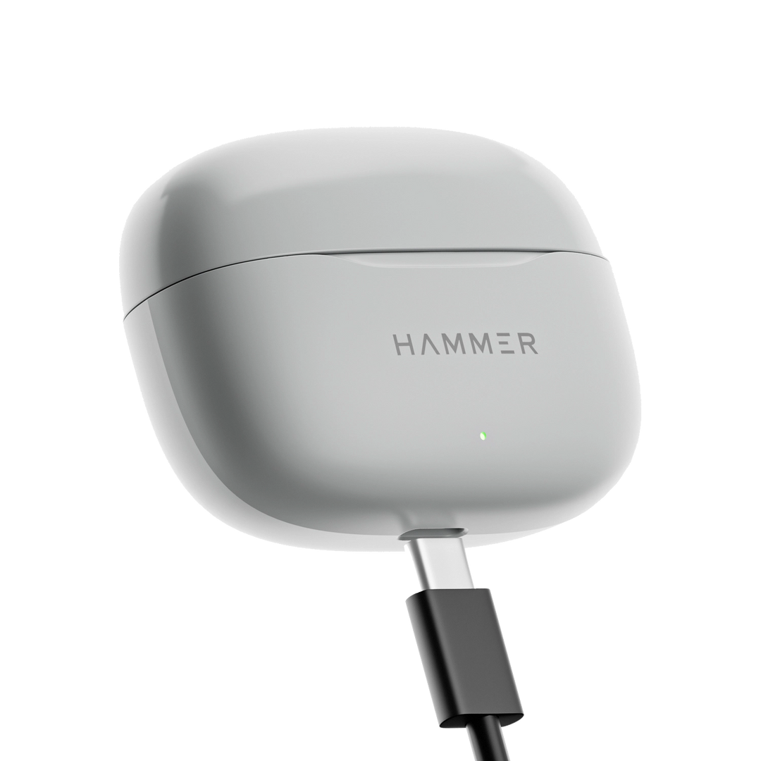 Hammer Airflow Neo TWS - 80H Playtime, 13mm Titanium Driver, ENC with 2 MEMS Mics (Grey)