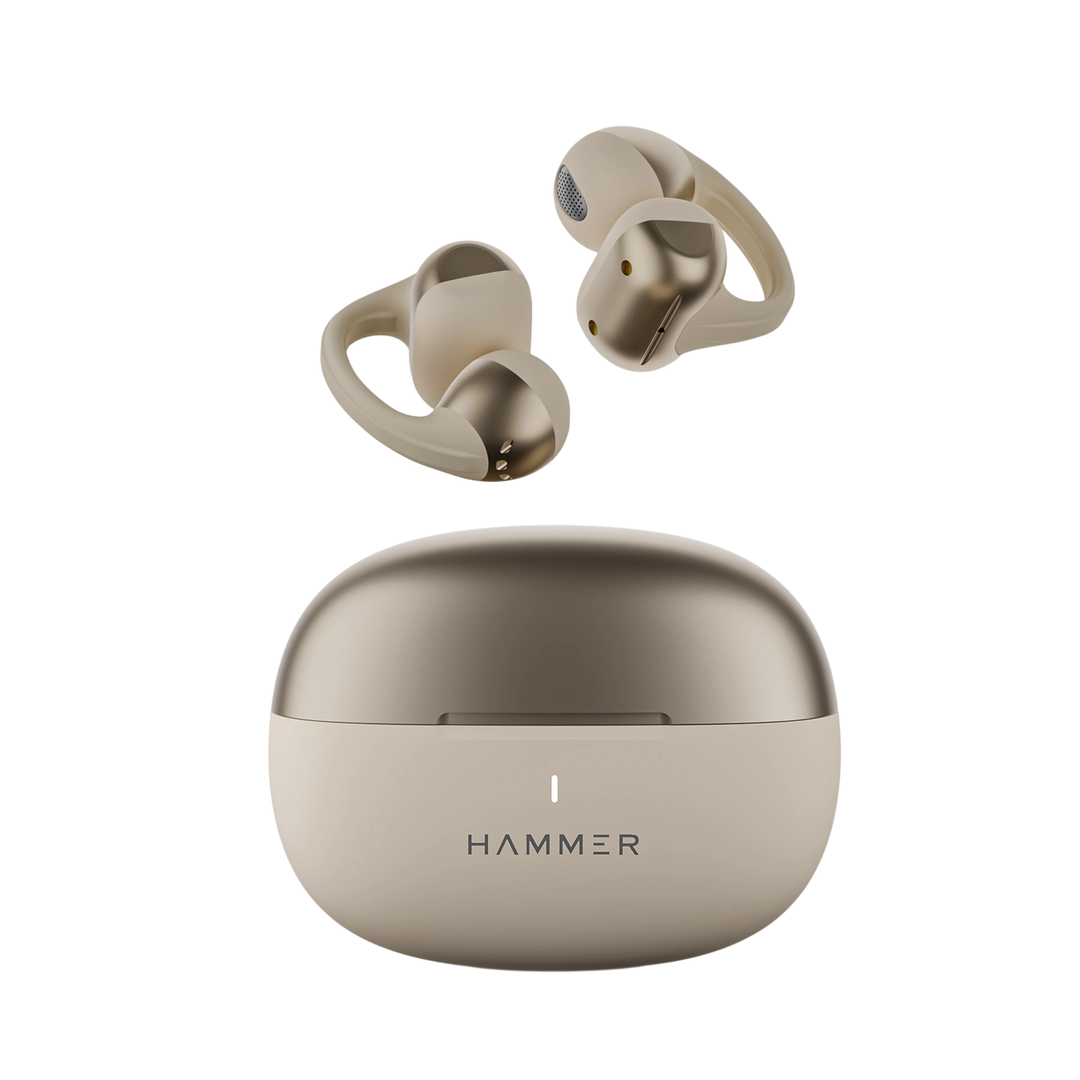 Hammer Aura Air OWS Wireless Open-Ear Earbuds | Clip-On Design | Feather-Light | ENC Quad Mic - Champagne Gold