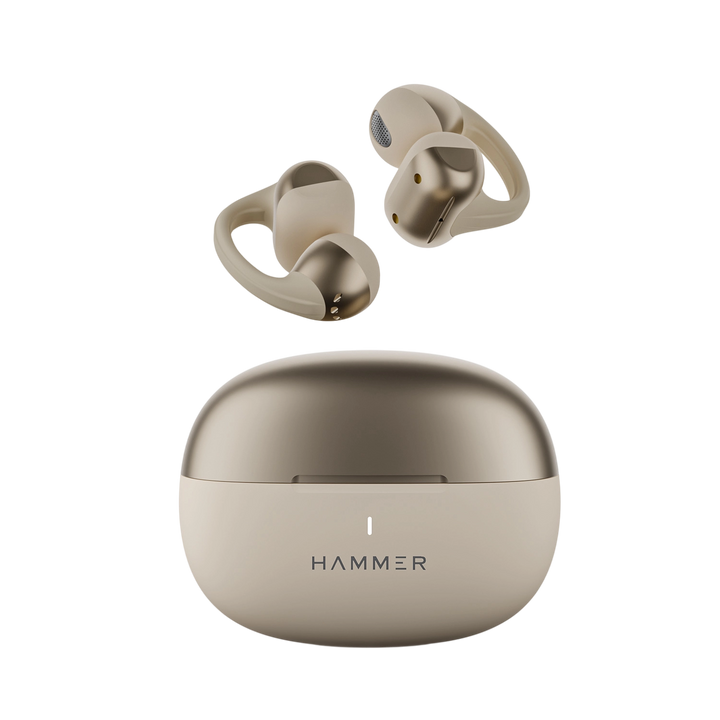 Hammer Aura Air OWS Wireless Open-Ear Earbuds | Clip-On Design | Feather-Light | ENC Quad Mic - Champagne Gold