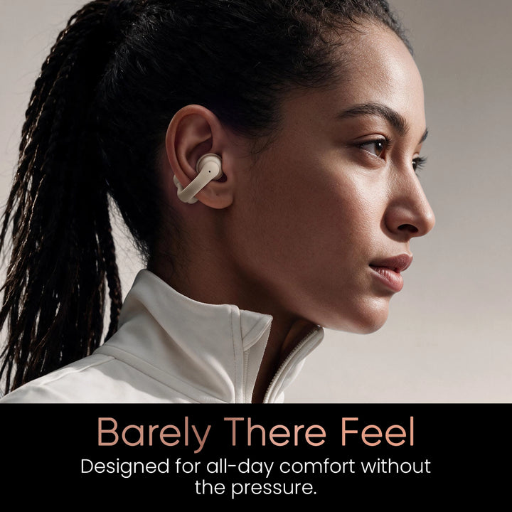 Hammer Aura Air OWS Wireless Open-Ear Earbuds | Clip-On Design | Feather-Light | ENC Quad Mic - Champagne Gold