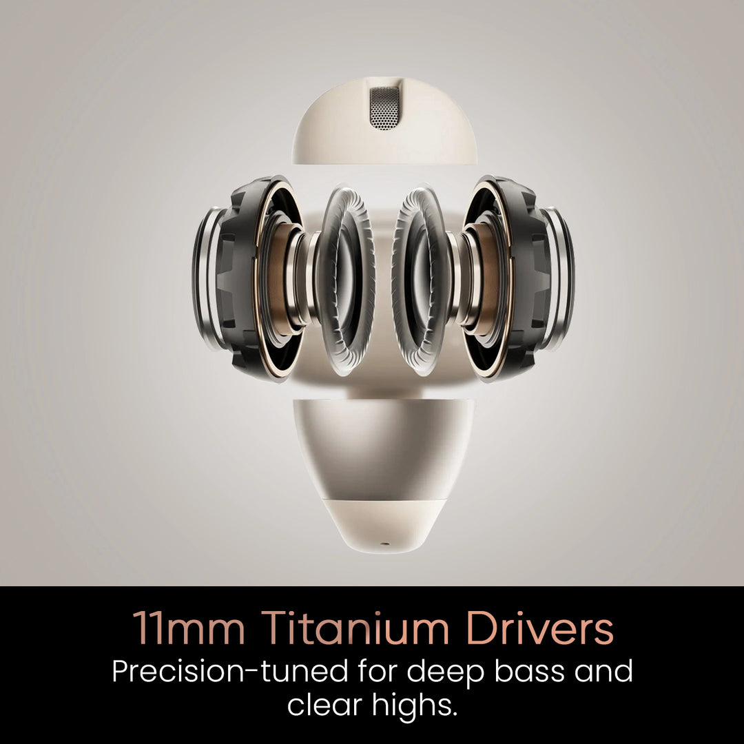 Hammer Aura Air OWS Wireless Open-Ear Earbuds | Clip-On Design | Feather-Light | ENC Quad Mic - Champagne Gold