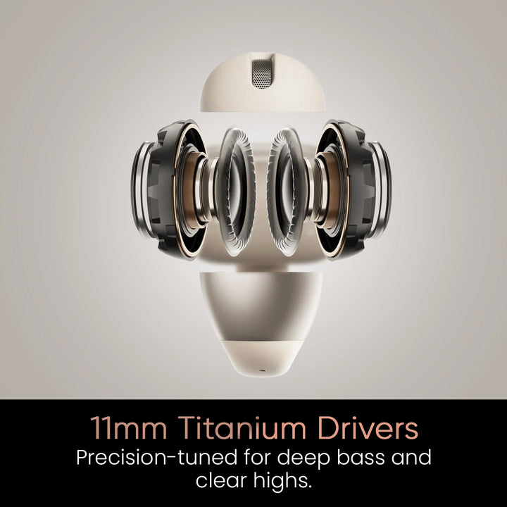Hammer Aura Air OWS Wireless Open-Ear Earbuds | Clip-On Design | Feather-Light | ENC Quad Mic - Champagne Gold