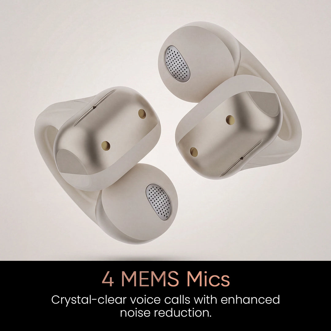 Hammer Aura Air OWS Wireless Open-Ear Earbuds | Clip-On Design | Feather-Light | ENC Quad Mic - Champagne Gold