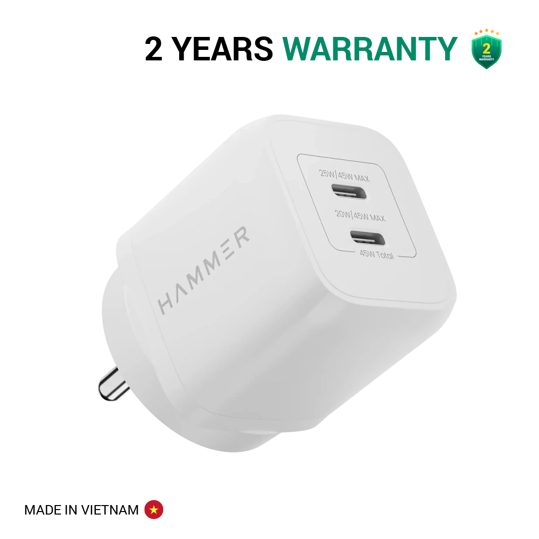 Hammer Gan Charger 45W Dual USB-C (Type C) Fast Charger